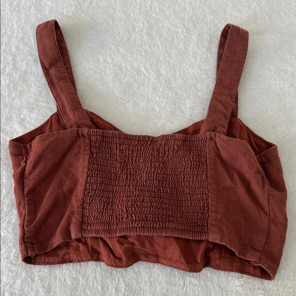Abercrombie & Fitch Rust Lace-Up Crop Top - Picture 3 of 11